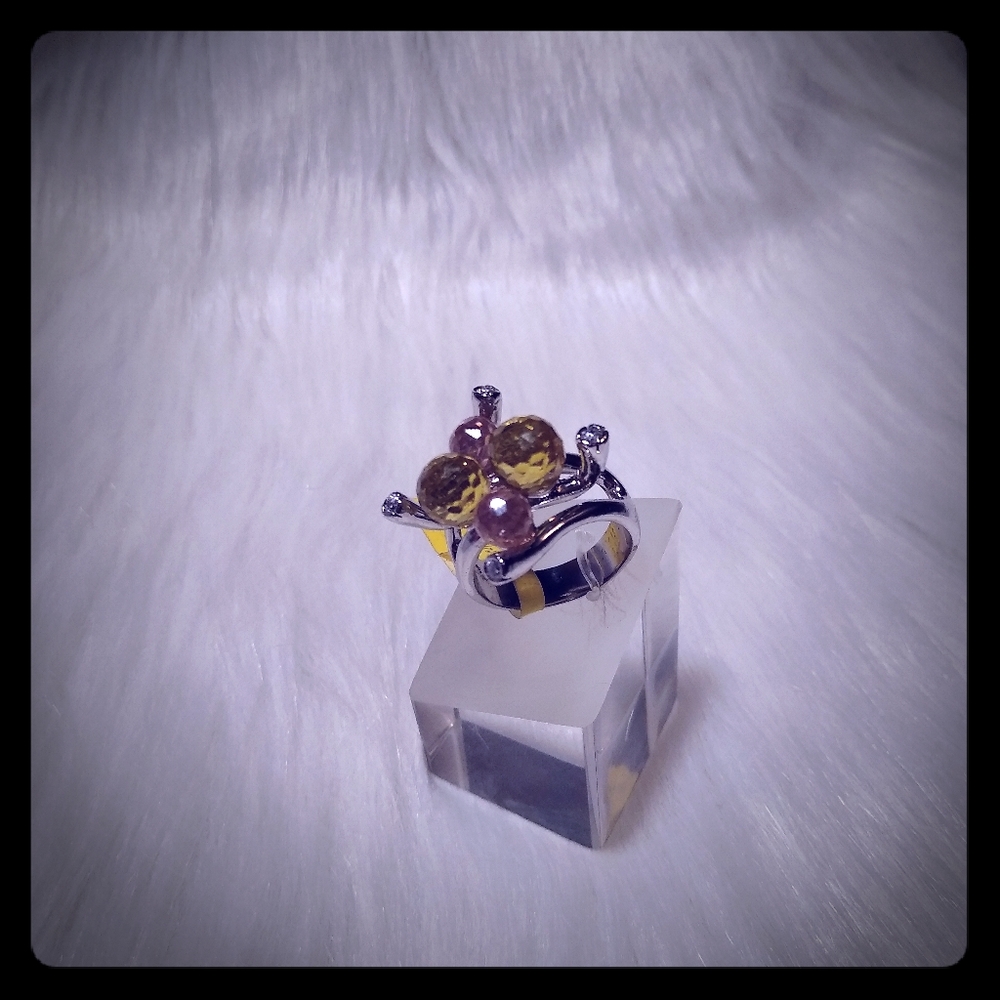 Unique Sphere Gemstone Ring, S 7.5 - image 1